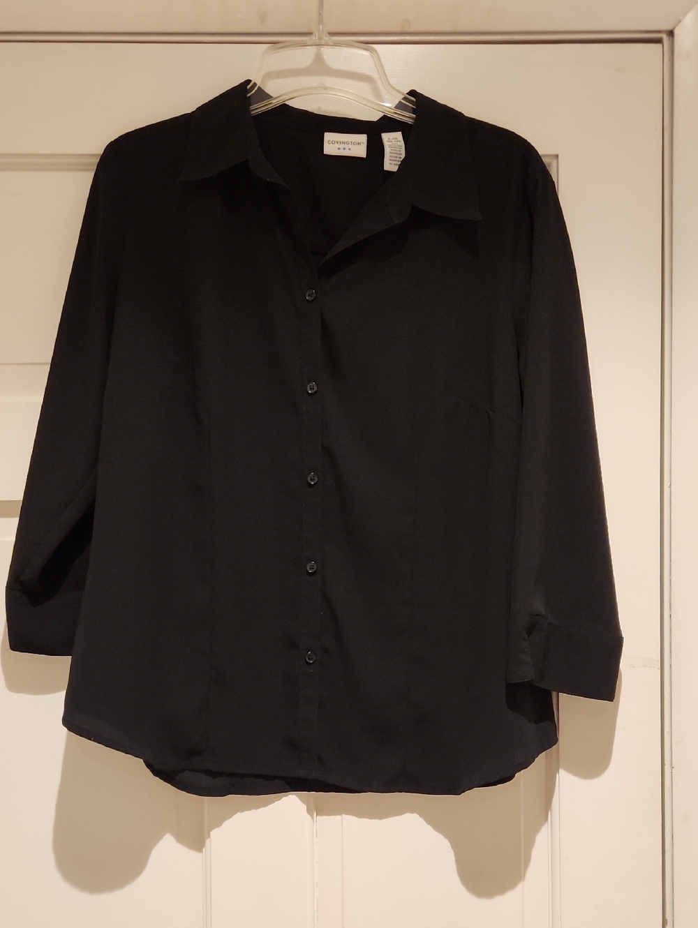Covington Black Button-Front Shirt Women's L Business Casual